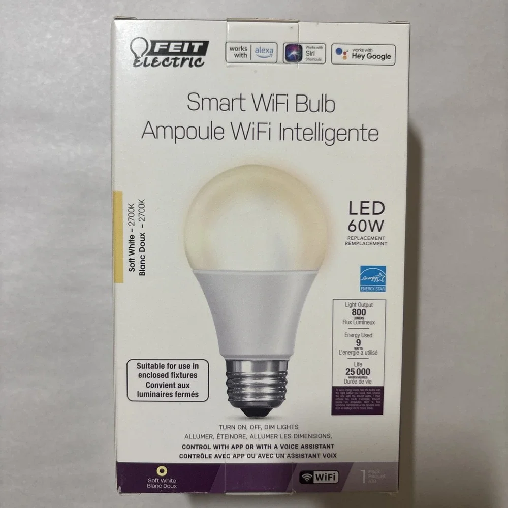 Feit Smart WiFi Bulb LED 60W Replacement Soft White 1pk A19
